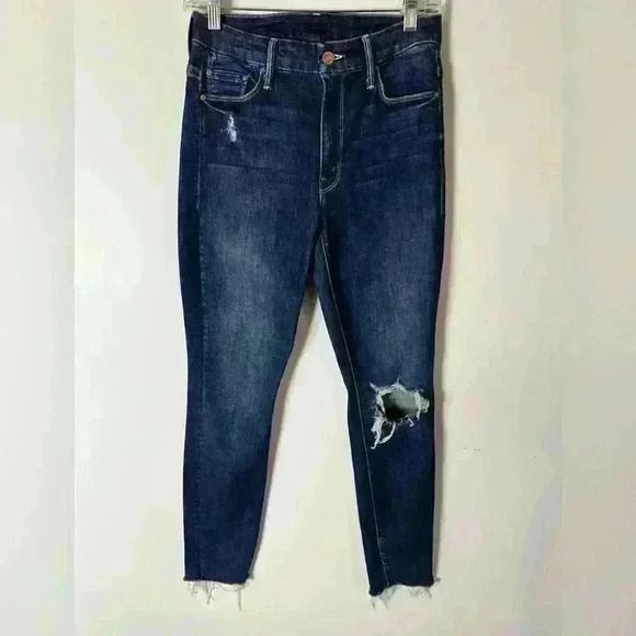 Mother High Waisted Looker Ankle Fray Jeans - Picture 1 of 9